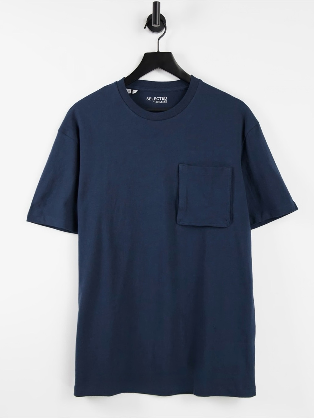 Selected Homme Organic Cotton Short Sleeve Pocket Tee | Dark Sapphire | Large